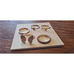 5-  Size 7 Rings Gold, Heart, Butterfly